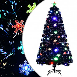 Choinka ze śnieżynkami LED, czarna, 120 cm, światłowodowa
