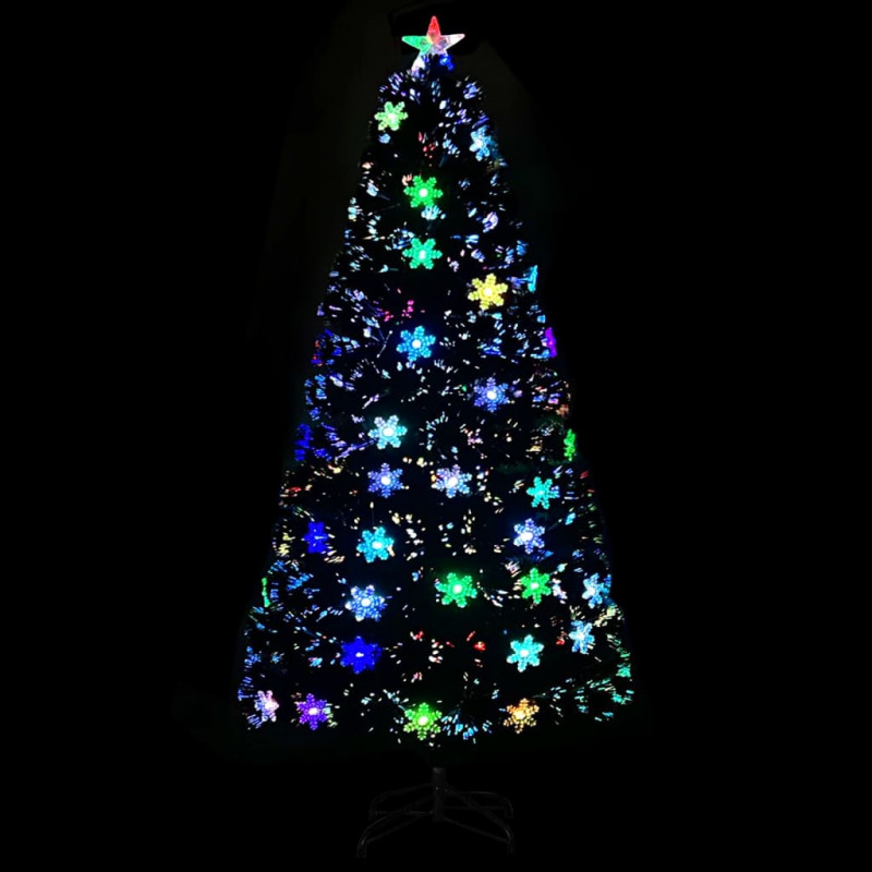 Choinka ze śnieżynkami LED, czarna, 120 cm, światłowodowa
