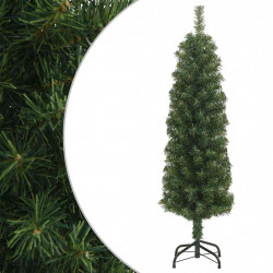 Smukła sztuczna choinka ze stojakiem, zielona, 120 cm, PVC