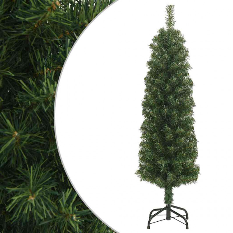 Smukła sztuczna choinka ze stojakiem, zielona, 120 cm, PVC