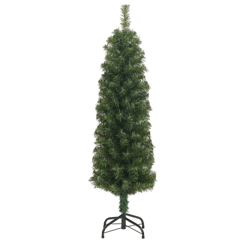 Smukła sztuczna choinka ze stojakiem, zielona, 120 cm, PVC