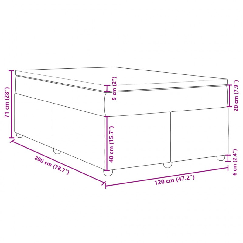 Łóżko kontynentalne z materacem, taupe, tkanina, 120x200 cm