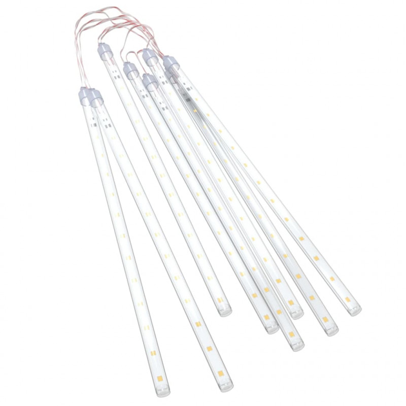 Lampki meteory, 8 szt., 30 cm, 192 ciepłe białe diody LED