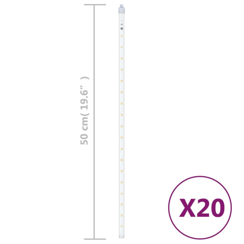 Lampki meteory, 20 szt., 50 cm, 720 ciepłych białych diod LED