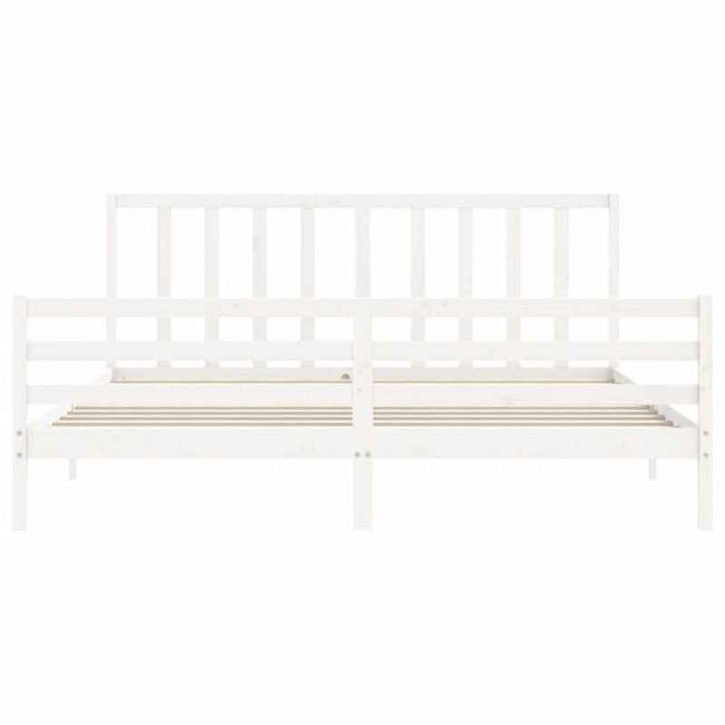 Łóżko bez materaca, białe, 200x200 cm, lite drewno sosnowe