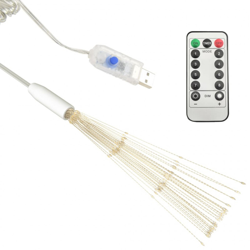 Ogrodowa lampka fajerwerkowa, ciepła biel, 20 cm, 140 LED
