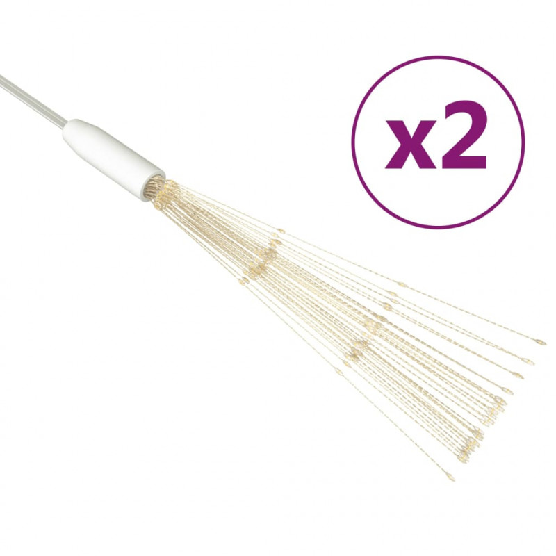 Ogrodowe lampki fajerwerkowe 2 szt. ciepłe białe, 20cm, 280 LED