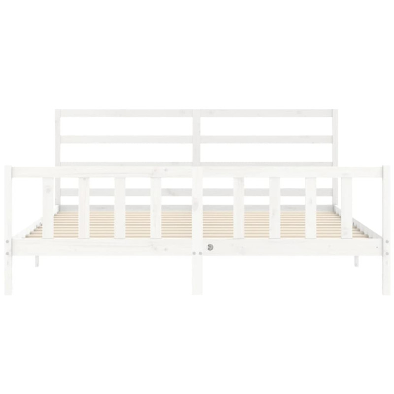 Łóżko bez materaca, białe, 200x200 cm, lite drewno sosnowe
