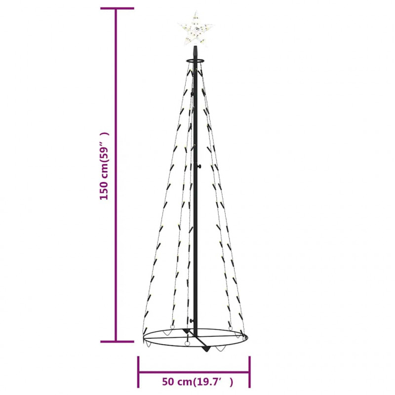 Ozdoba świąteczna w kształcie choinki, biała 84 LED, 50x150 cm