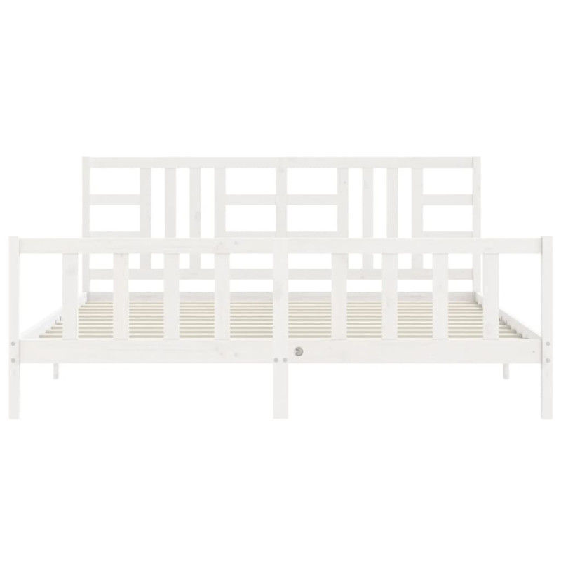 Łóżko bez materaca, białe, 200x200 cm, lite drewno sosnowe