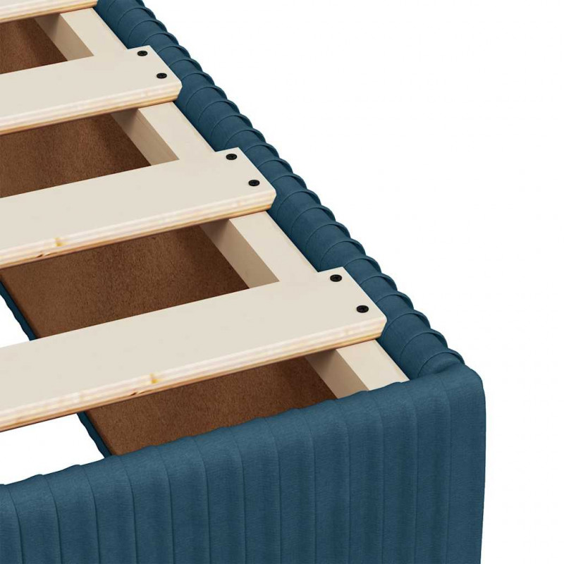Łóżko kontynentalne z materacem, niebieskie, 90x200 cm, aksamit