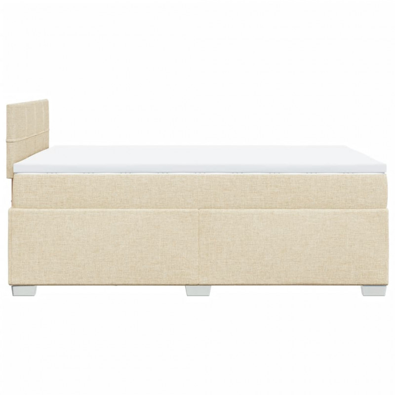 Łóżko kontynentalne z materacem, kremowe, tkanina, 120x200 cm