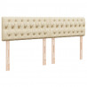 Łóżko kontynentalne z materacem, kremowe, tkanina, 200x200 cm