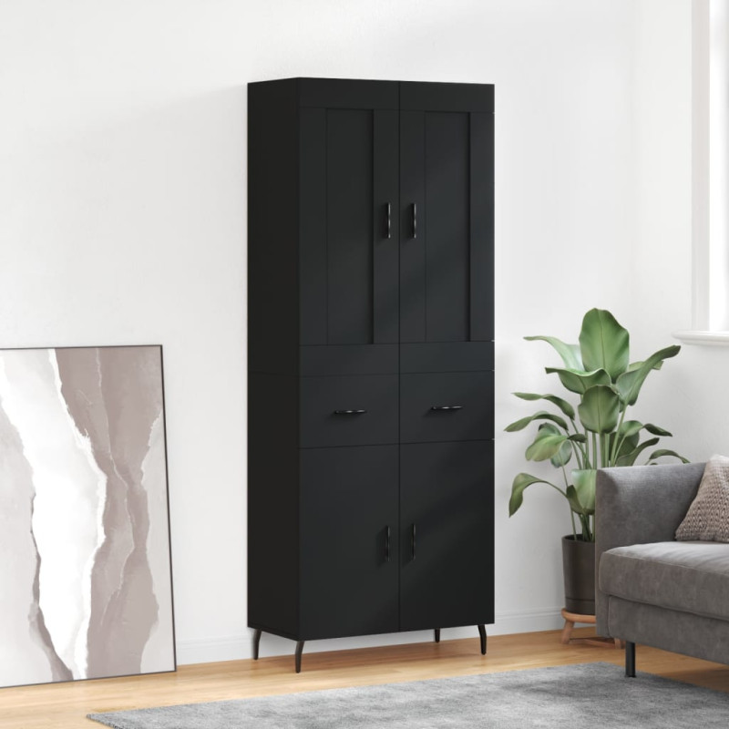 Witrynka, czarna, 69,5x34x180 cm, materiał drewnopochodny