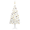 Sztuczna choinka z lampkami i bombkami, biała, 240 cm