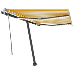 Ręcznie zwijana markiza z LED, 350 x 250 cm, żółto-biała