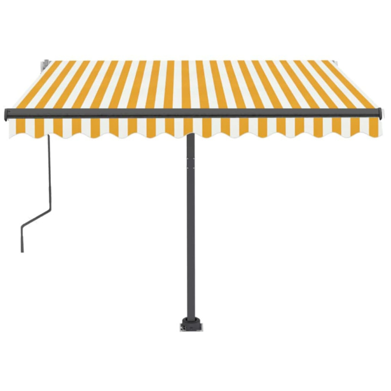 Ręcznie zwijana markiza z LED, 350 x 250 cm, żółto-biała