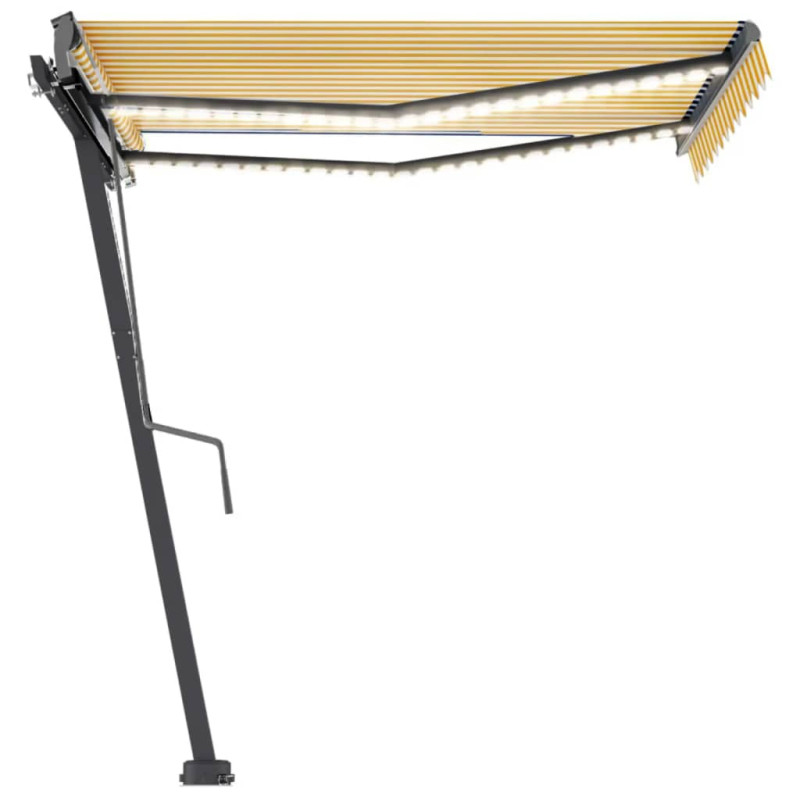 Ręcznie zwijana markiza z LED, 350 x 250 cm, żółto-biała