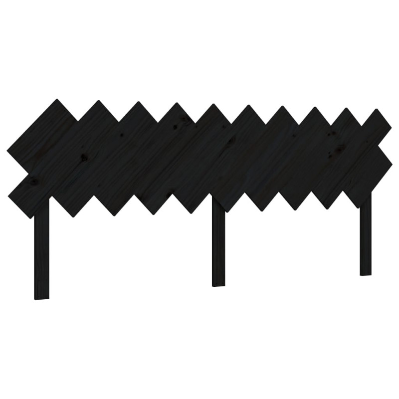 Rama łóżka z wezgłowiem, czarna, 200x200 cm, lite drewno