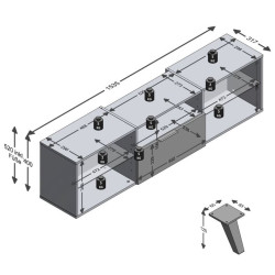 FMD Szafka pod telewizor, 153,5x31,7x52 cm, czarna