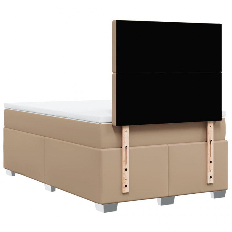 Łóżko typu box spring z materacem, cappuccino, 120x190cm ekoskóra