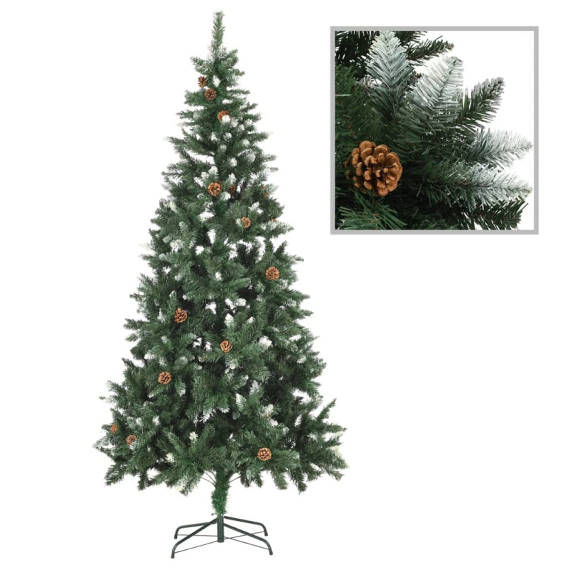 Sztuczna choinka z lampkami i bombkami, 210 cm