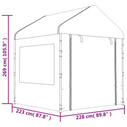 Namiot ogrodowy z dachem, biały, 8,92x2,28x2,69 m, polietylen