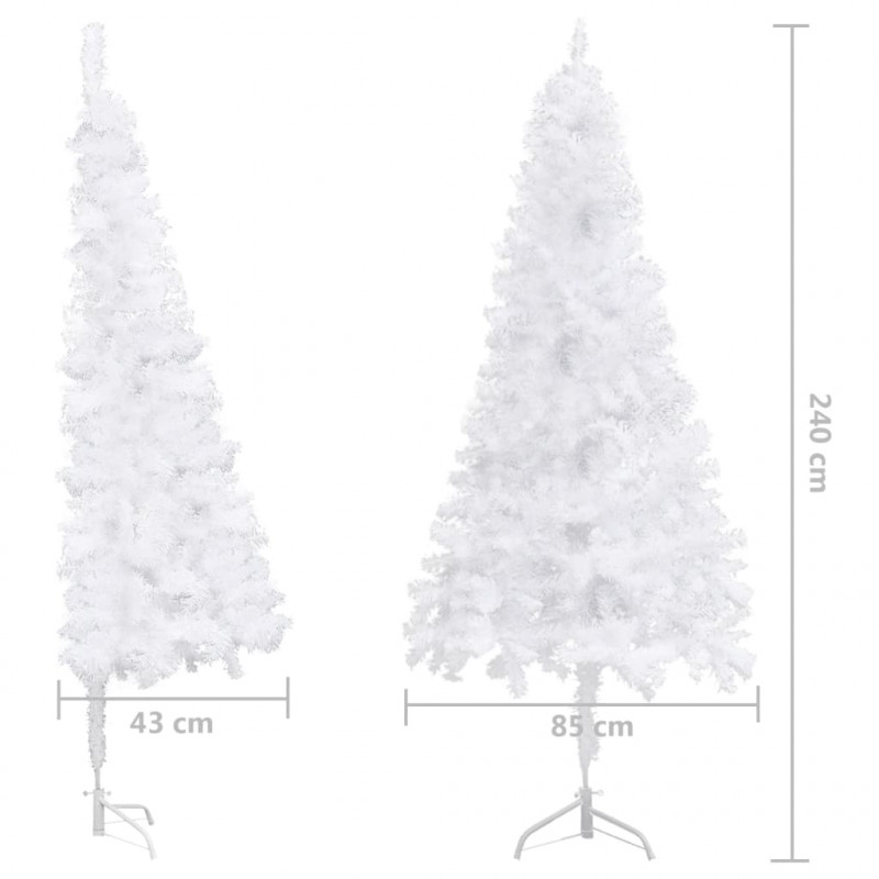 Sztuczna choinka narożna, biała, 240 cm, PVC