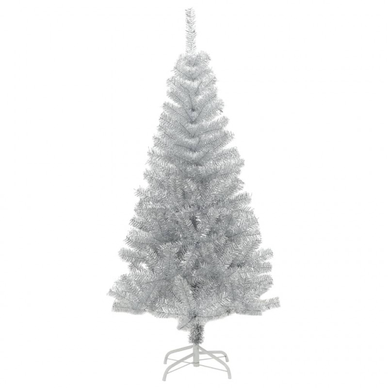 Sztuczna choinka ze stojakiem, srebrna, 120 cm, PET