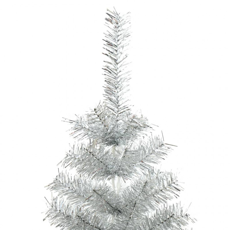 Sztuczna choinka ze stojakiem, srebrna, 120 cm, PET
