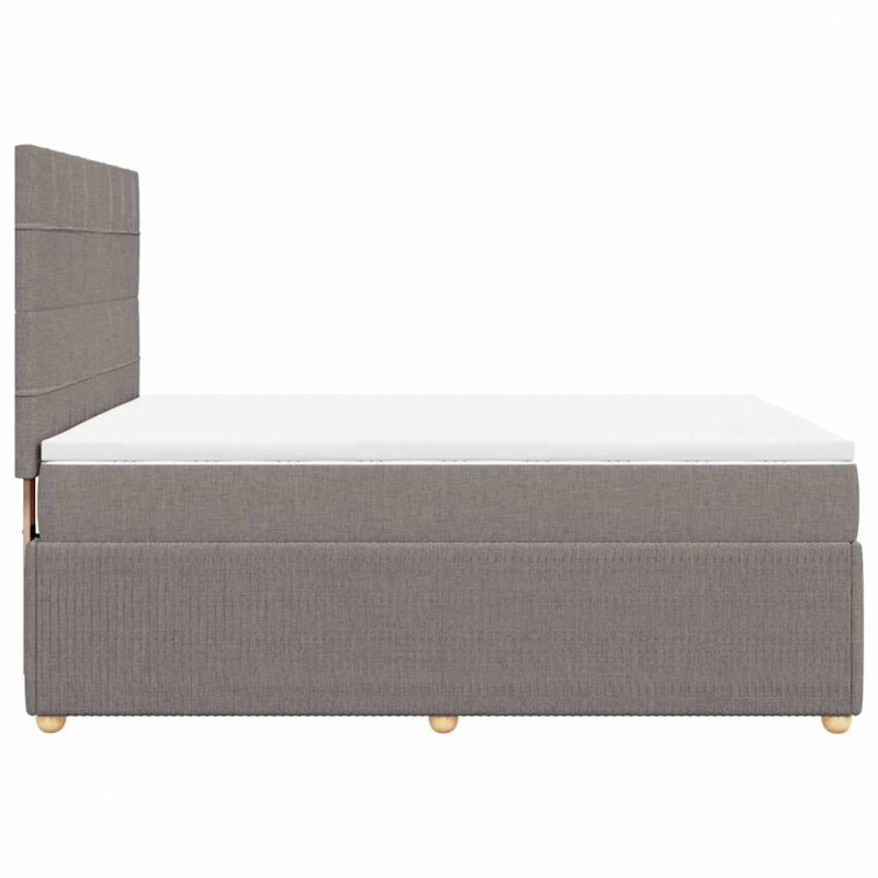 Łóżko kontynentalne z materacem, taupe, tkanina, 140x190 cm