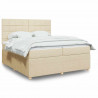 Łóżko kontynentalne z materacem, kremowe, tkanina, 200x200 cm