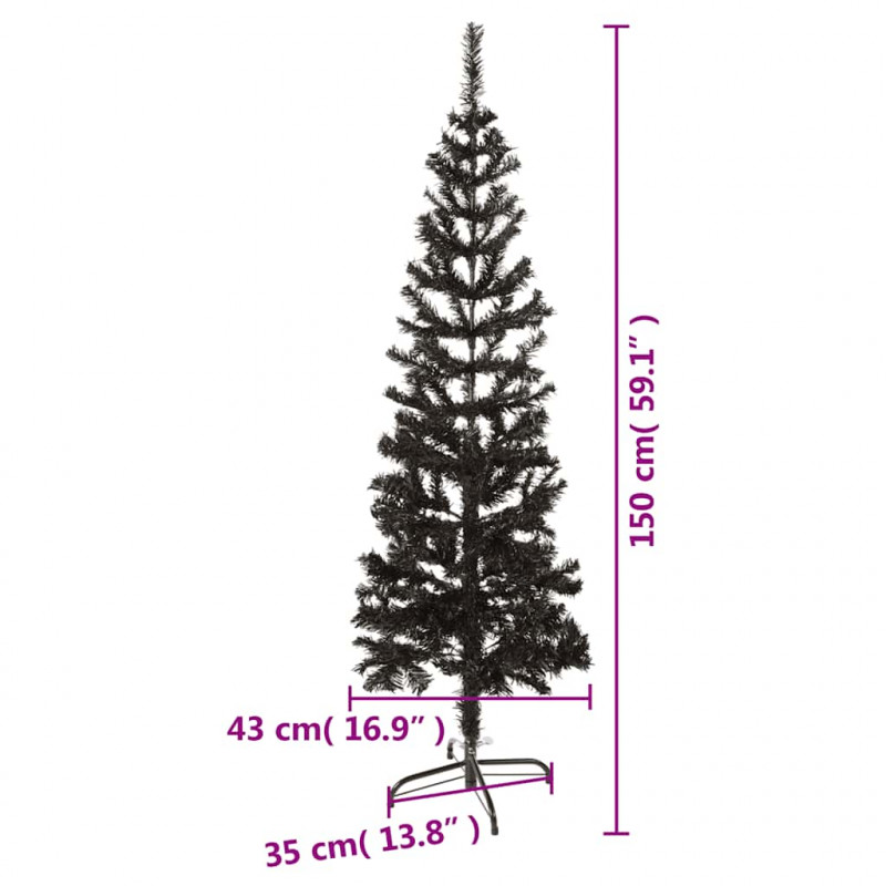 Smukła choinka, czarna, 150 cm