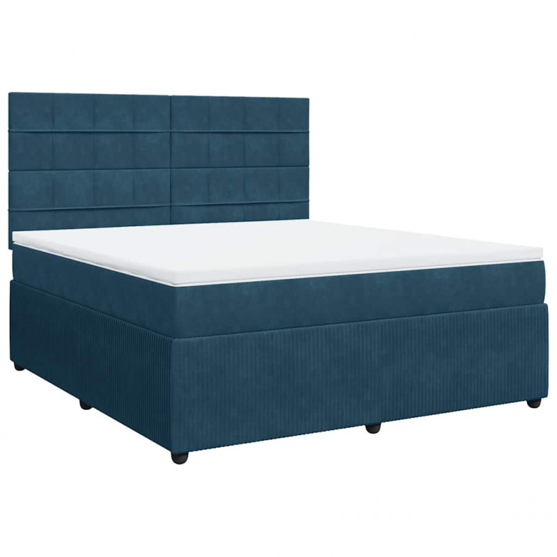 Łóżko kontynentalne z materacem, ciemnoniebieskie, 180x200 cm