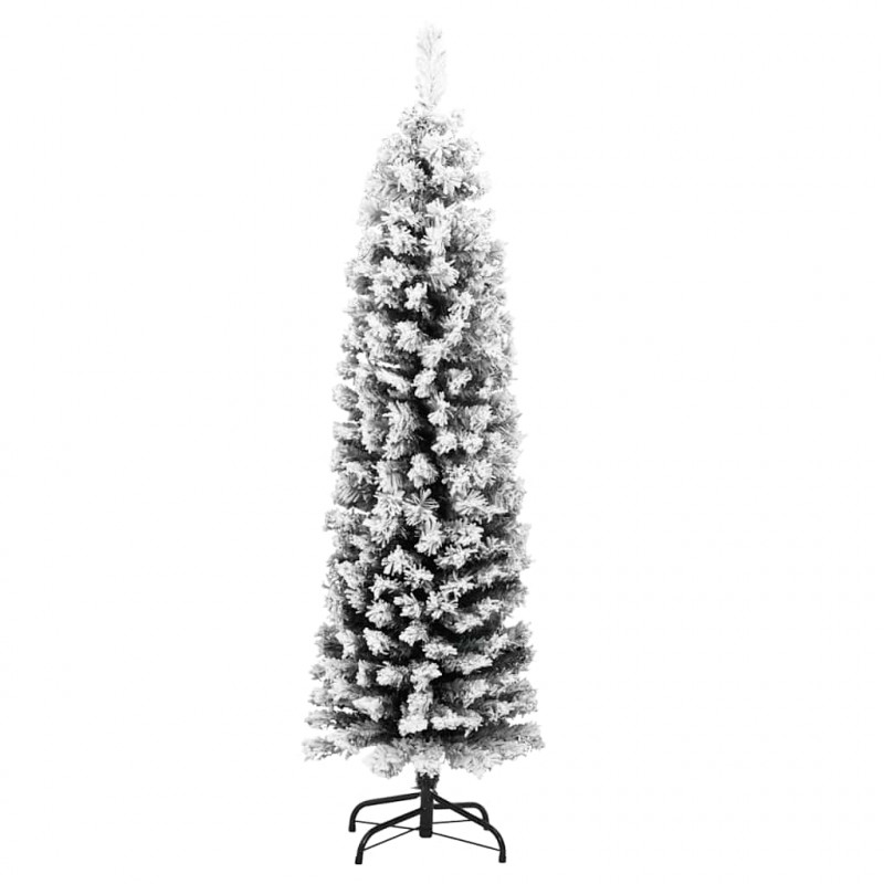 Smukła, sztuczna choinka, zielona, ośnieżona, 120 cm, PVC