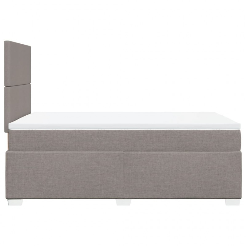 Łóżko kontynentalne z materacem, taupe, tkanina, 120x200 cm