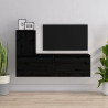 Szafki pod TV, 3 szt., czarne, lite drewno sosnowe