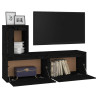 Szafki pod TV, 3 szt., czarne, lite drewno sosnowe