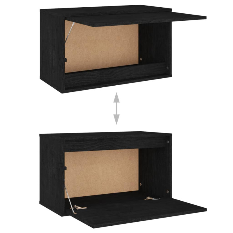 Szafki pod TV, 3 szt., czarne, lite drewno sosnowe