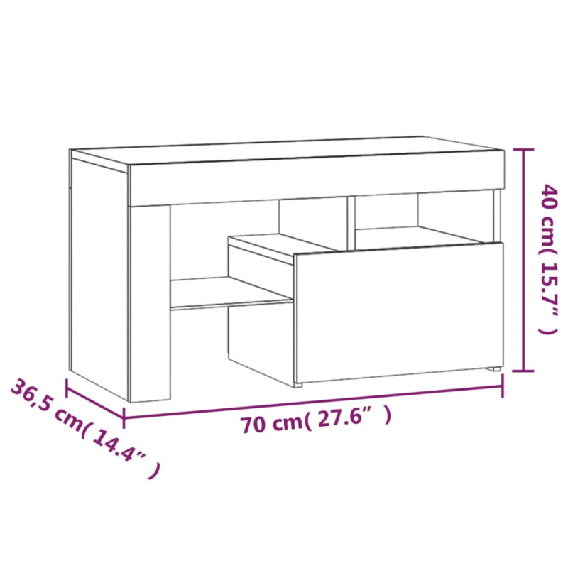 Szafki nocne z LED, 2 szt., przydymiony dąb, 70x36,5x 40 cm