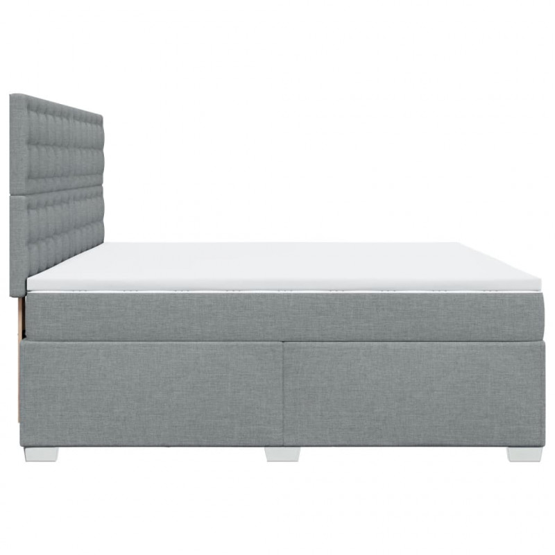 Łóżko kontynentalne z materacem, jasnoszare, tkanina 200x200 cm