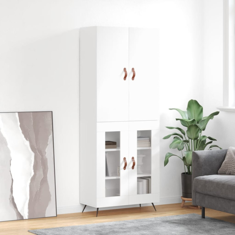 Witrynka biała połysk 69,5x34x180 cm materiał drewnopochodny