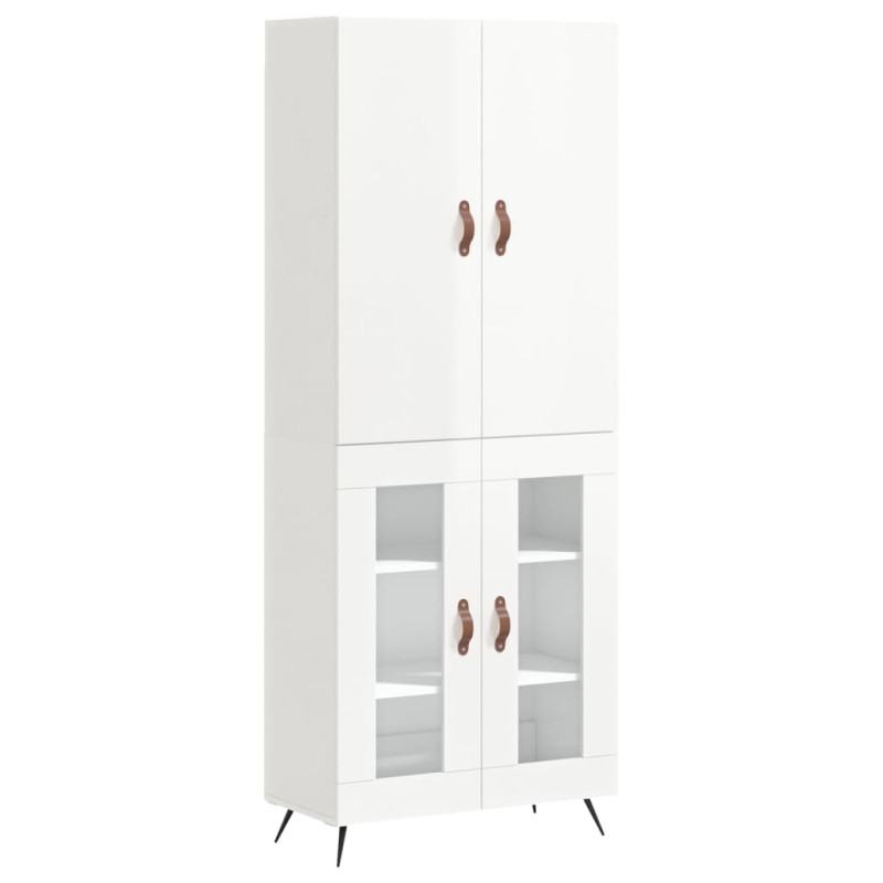 Witrynka biała połysk 69,5x34x180 cm materiał drewnopochodny