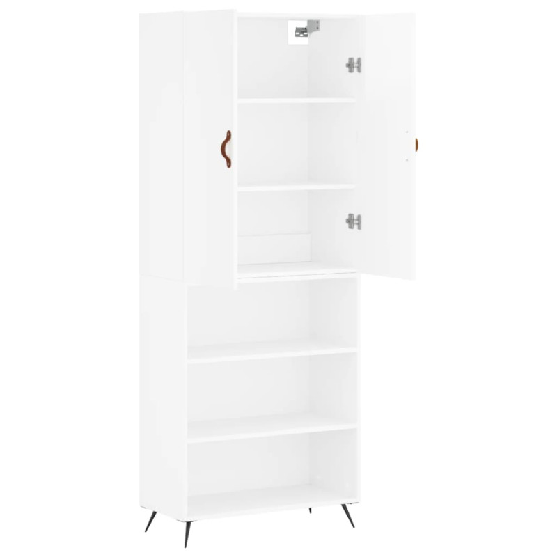 Witrynka biała połysk 69,5x34x180 cm materiał drewnopochodny