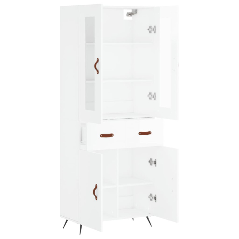 Witrynka biała połysk 69,5x34x180 cm materiał drewnopochodny