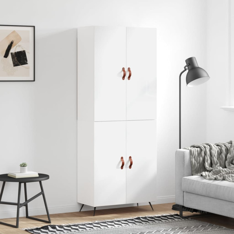 Witrynka biała połysk 69,5x34x180 cm materiał drewnopochodny