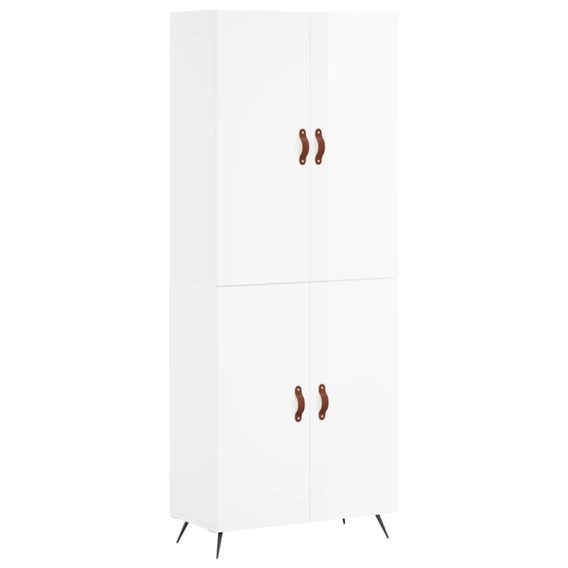 Witrynka biała połysk 69,5x34x180 cm materiał drewnopochodny