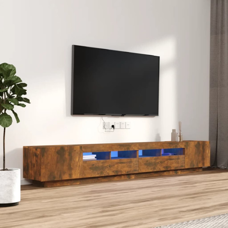 Zestaw 3 szafek TV z oświetleniem LED, przydymiony dąb