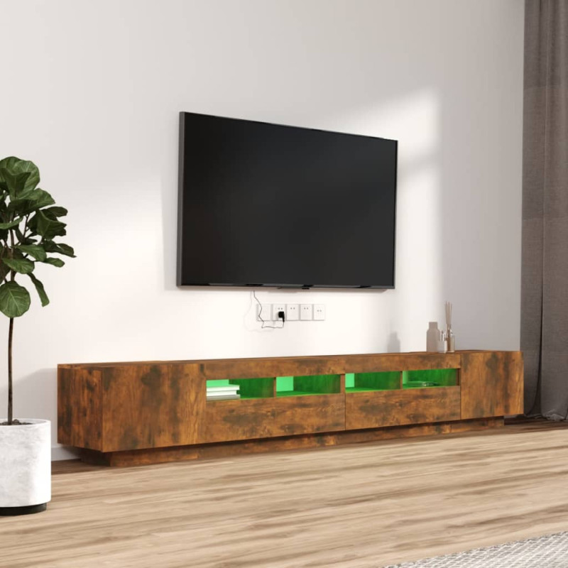 Zestaw 3 szafek TV z oświetleniem LED, przydymiony dąb