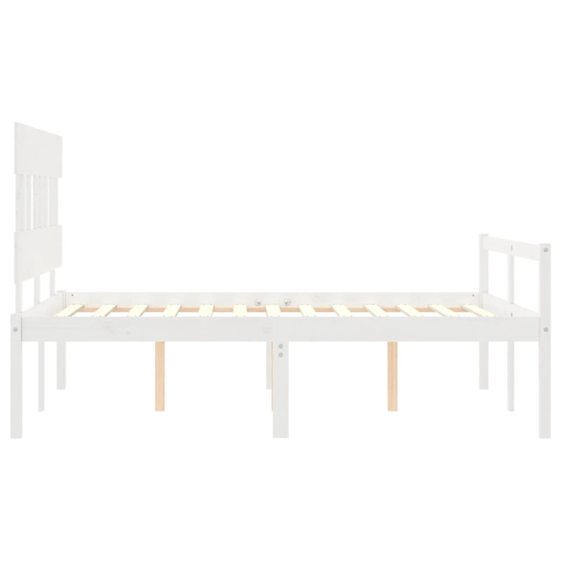 Łóżko dla seniora, z wezgłowiem, białe, 120x200 cm, lite drewno
